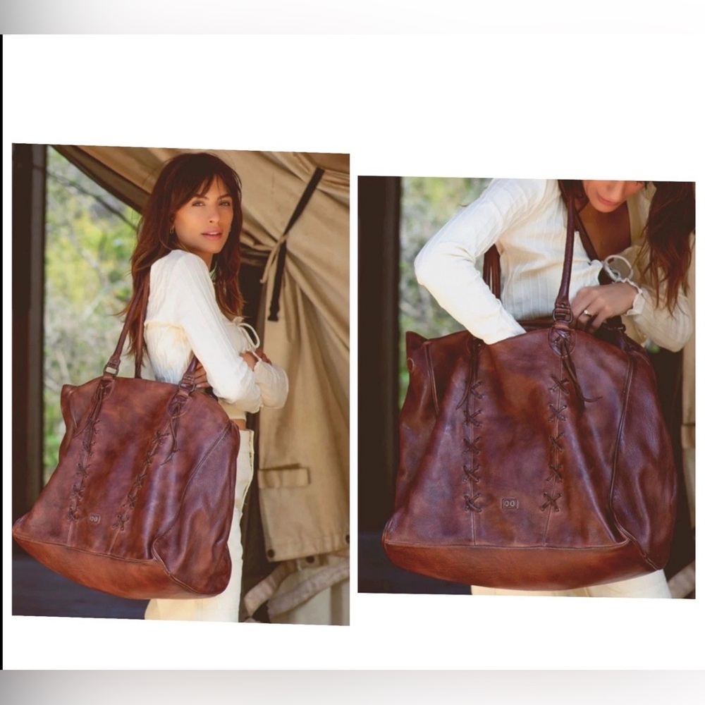 NWT Bed Stu Rebekah Shoulder Travel Weekend Bag XL Tote Teak Dip Dyed MSRP $520 - Picture 15 of 15